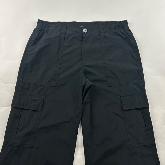 Old Navy Black Poplin Canvas High Rise Wide Leg Cargo Pant M - Picture 2 of 6